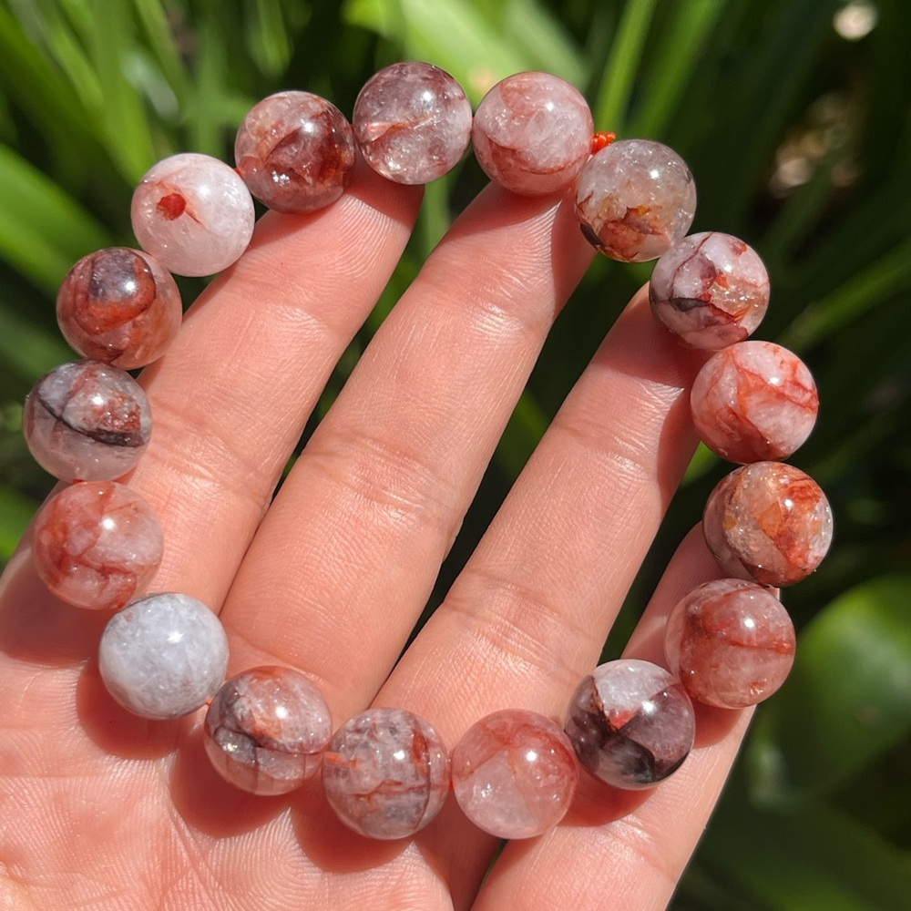 13mm stretchable fire quartz bracelet